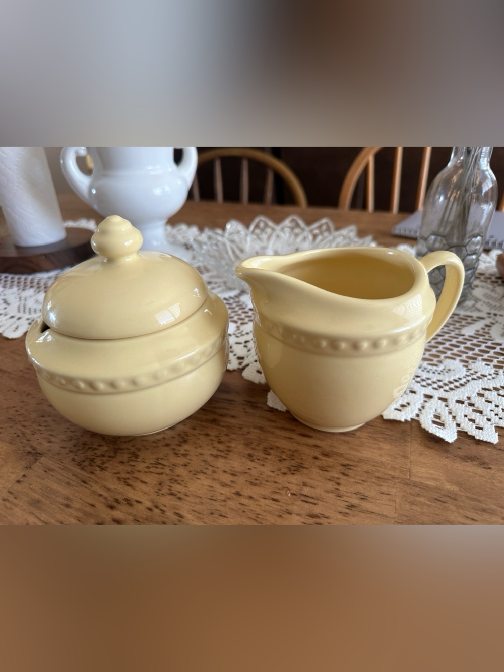 Yellow Ceramic Creamer and Sugar Set